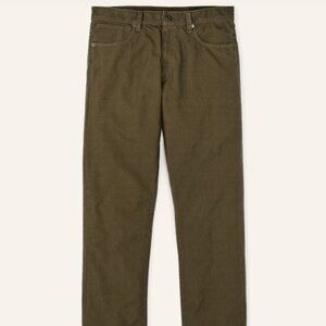 Filson Men's Dry Tin Cloth 5-pocket Pants, Marsh Olive, 34 Width x 30 Length